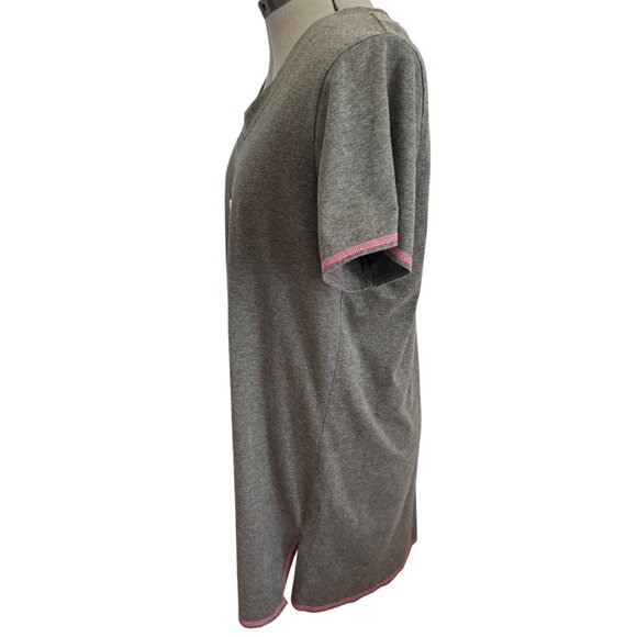 Rene Rofe "Better Latte Than Never" Sleep Shirt 1X Grey & Pink Trim Short Sleeve - Picture 3 of 7